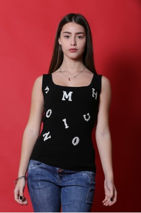 Moschino maglia donna cotone taglia S canotta nera shirt lettere